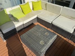 Gartenlounge inkl. Tisch & Hocker – gemütliche Sitzgruppe