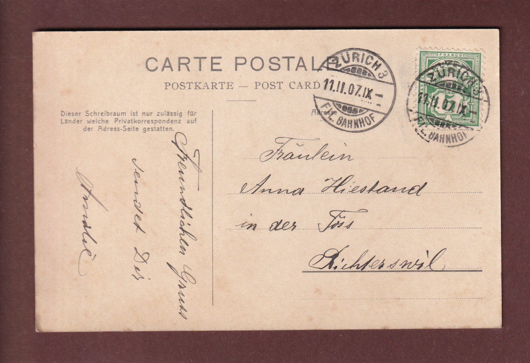 Cartes postales: ZÜRICH - Limmatquai - Polytechnikum - 1907 – D'occasion à Pully par nicecards-shop 1