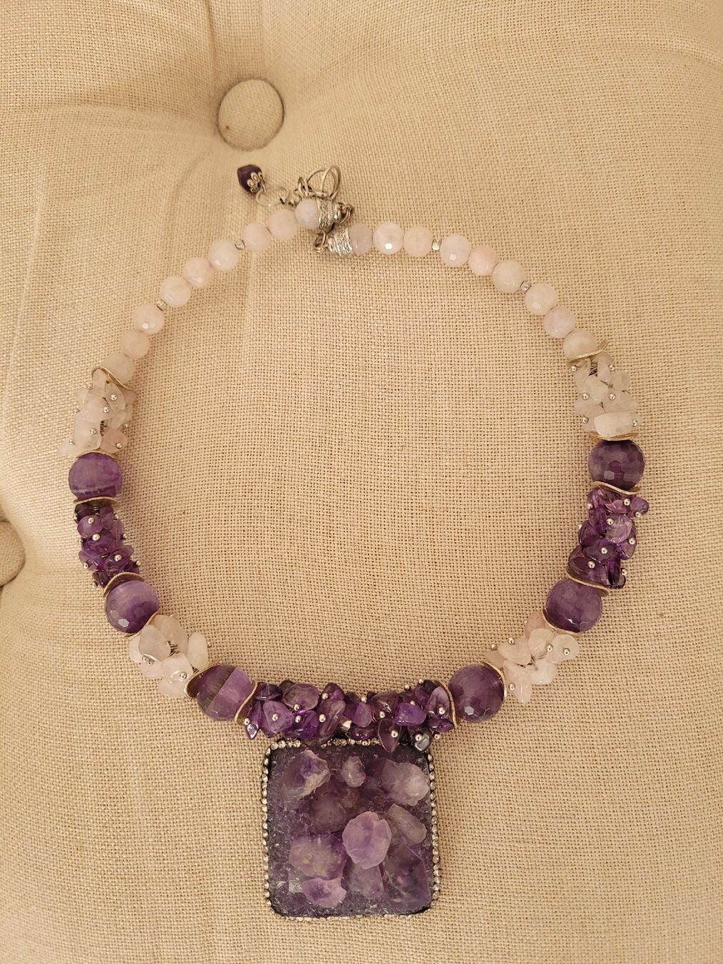 Ketten: Amethyst & Rosenquarz Collier Statement Kette Unikat – Neu und originalverpackt aus Schaffhausen von marusja 4