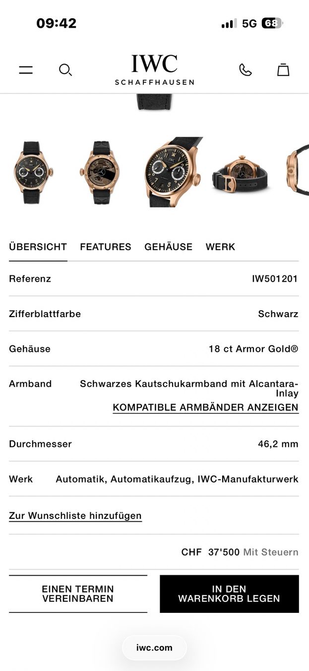 IWC Orologi: IWC BIG PILOT 18 KARAT ARMOR GOLD NEU – Nuovo e nell'imballaggio originale da Schaffhausen venduto da JohnT02 2