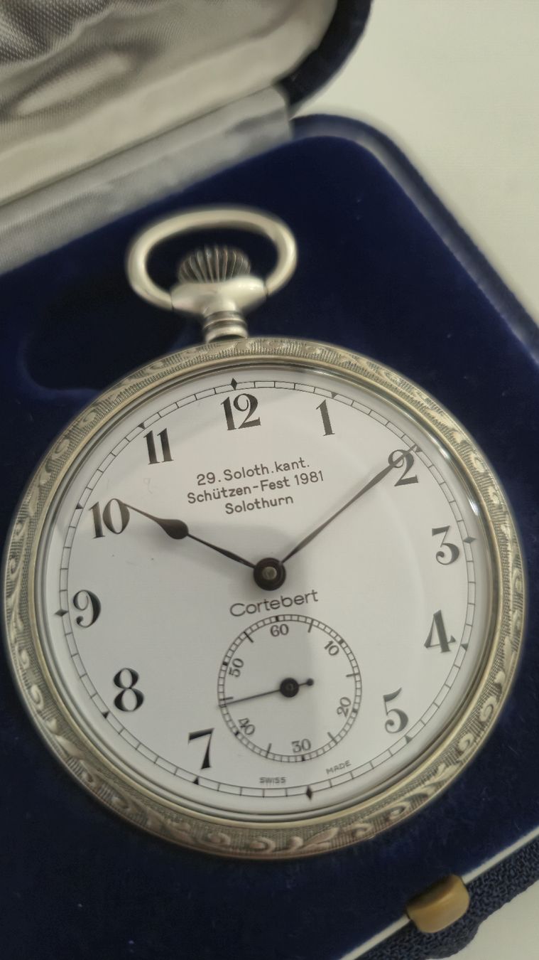 Cortébert Orologi: Cortébert Schützenuhr Solothurn 1981, Silber 925 – Usato da Marbach SG venduto da Zippo1401 1