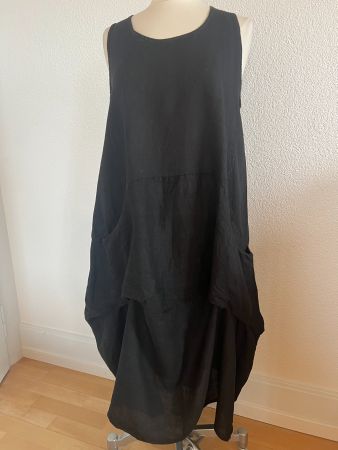 Damen Kleid, 100% Leinen in ca. Gr. 40, Schwarz
