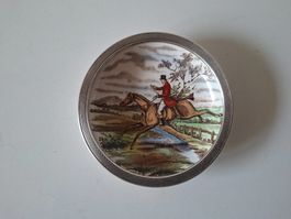 Aschenbecherchen  Porzellan & Silber 925er  engl. Jagdszene