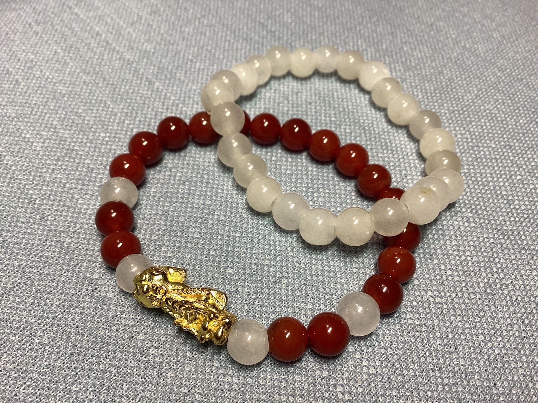 Bracciali & Braccialetti: Jade + Roter Achat Armbänder mit Glücksbringer Pixiu – Nuovo e nell'imballaggio originale da Laax venduto da kri_95f5 6