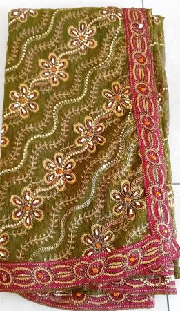 Neu! schöne Pailettensaree/ Sari / Sari Stoff über 5m