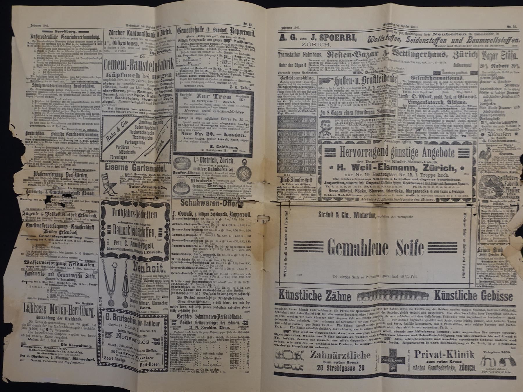 Calendari: Wochenblatt des Bezirks Meilen - 1901 – Usato da Gutenswil venduto da Optico 6