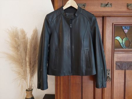 Top! Massimo Dutti Lederjacke M eher S schwarz Leder