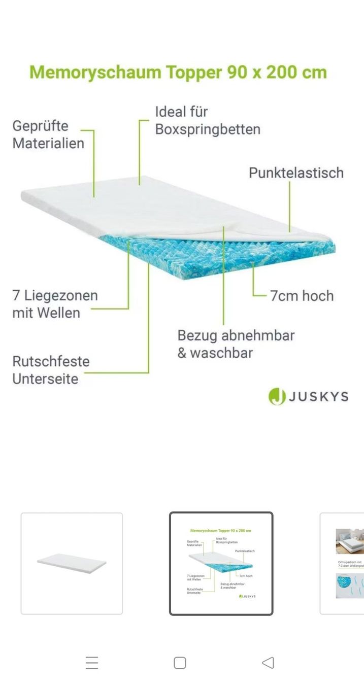 Materassi: Memoryschaum Topper 90x200cm - Top Zustand – Nuovo (secondo la descrizione) da Crèmines venduto da Trampeltreu