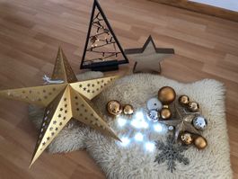 Weihnachtsdeko Set: Christbaumschmuck, Sterne, Lichter