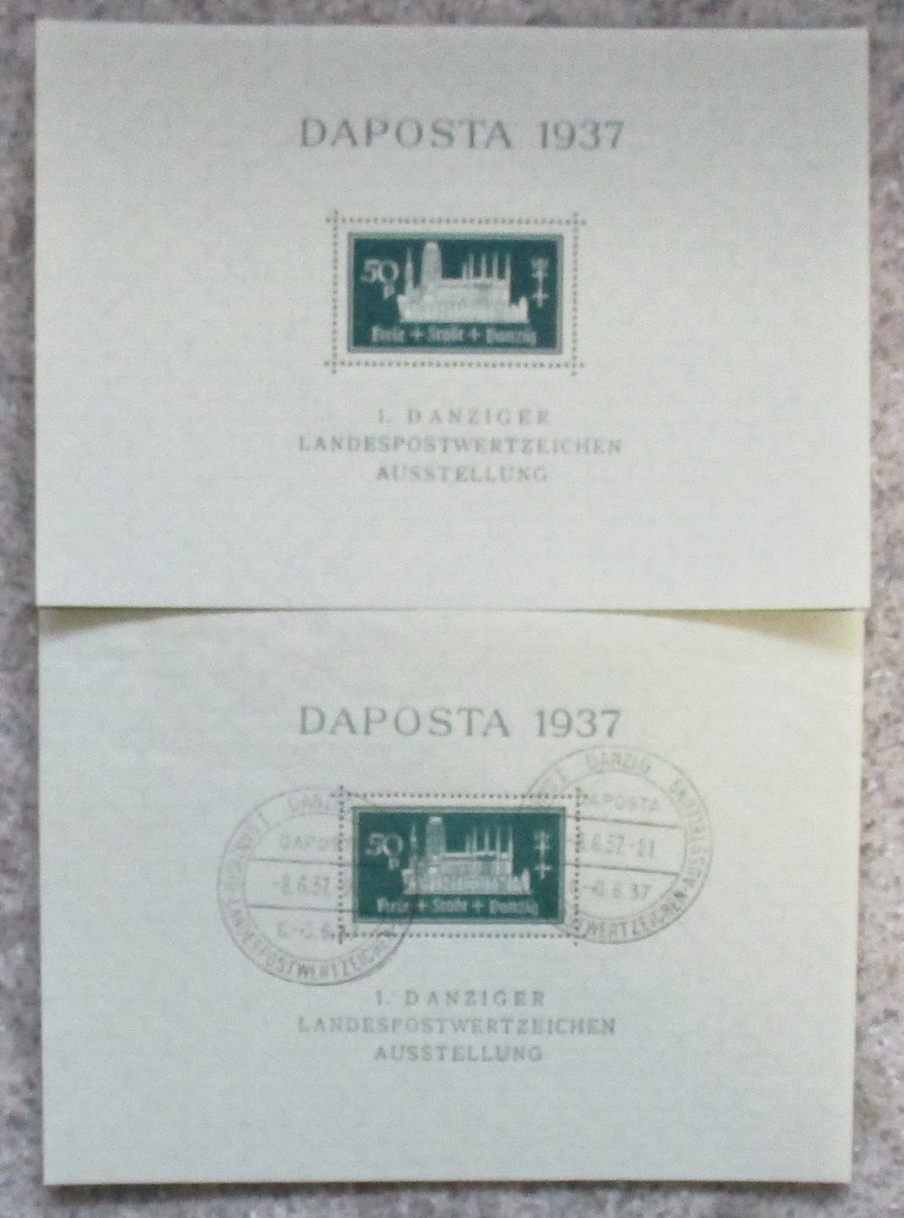 Tous les timbres: Danzig Blöcke 1 und 2 – D'occasion à Mühlau par Goelfli