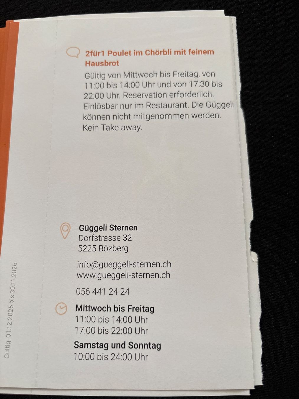 Buoni: Bon restaurant 2 pour 1 – Nuovo (secondo la descrizione) da Düdingen venduto da Yellow 1