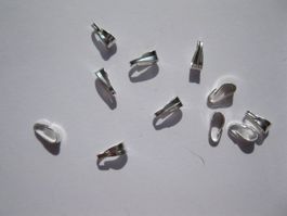 20 Schluppen für Anhänger, Anhängerschlaufen versilbert 6x3