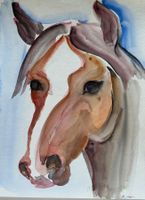 Maria Fischer Walpen, Aquarell, farbenfrohes Pferd