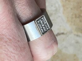 Edelstahlring mit Zirkonia, Gr. 55.5