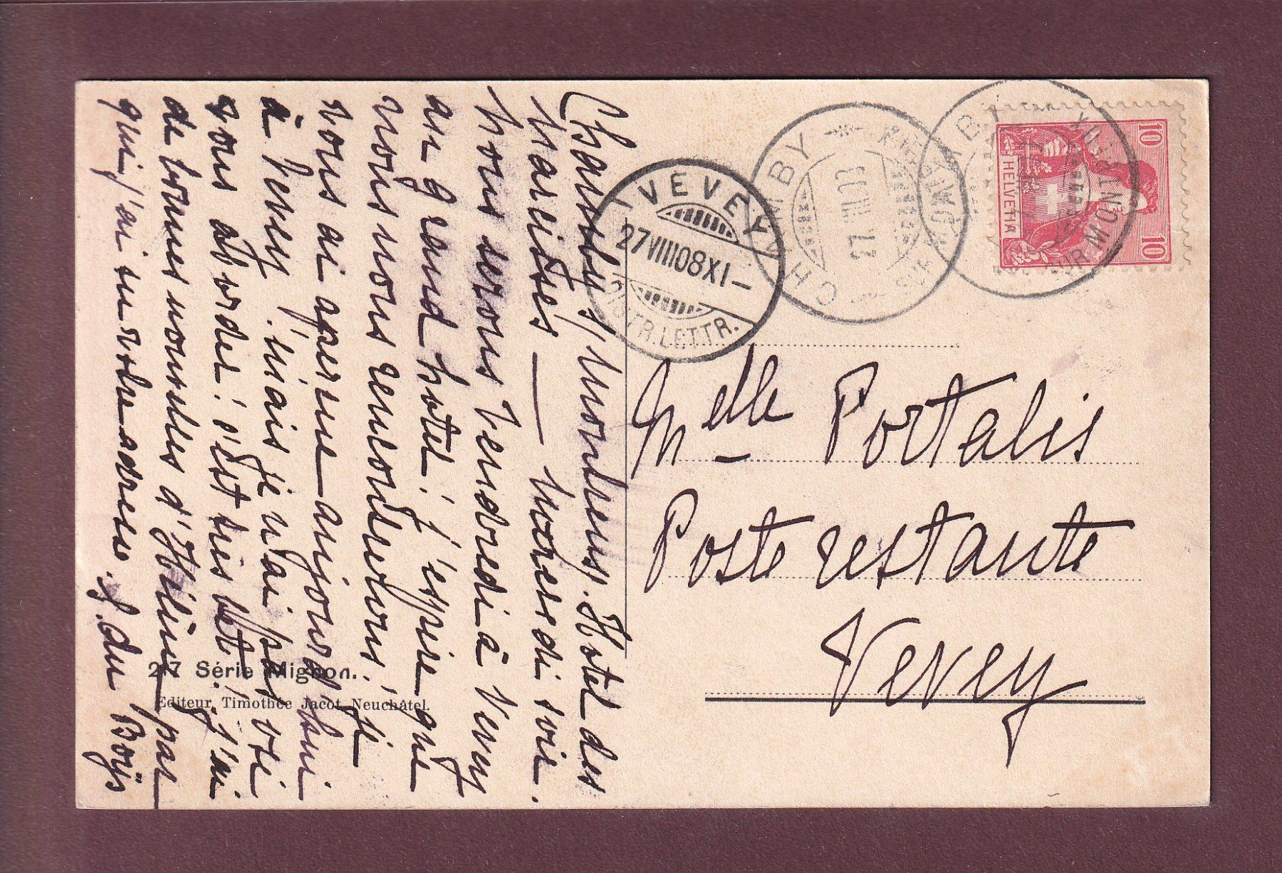 Cartes postales: BARQUE DU LEMAN - 1908 – D'occasion à Pully par nicecards 1