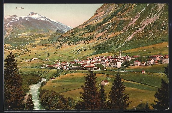 Cartes postales: AK Airolo, Teilansicht mit Bergen – D'occasion à Berlin par bartko-reher