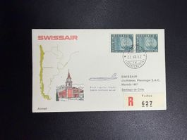 Swissair Erstflugbrief Zürich-Santiago de Chile ab FL 1962