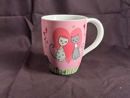 Tasse, Könitz, Katzen, rosa