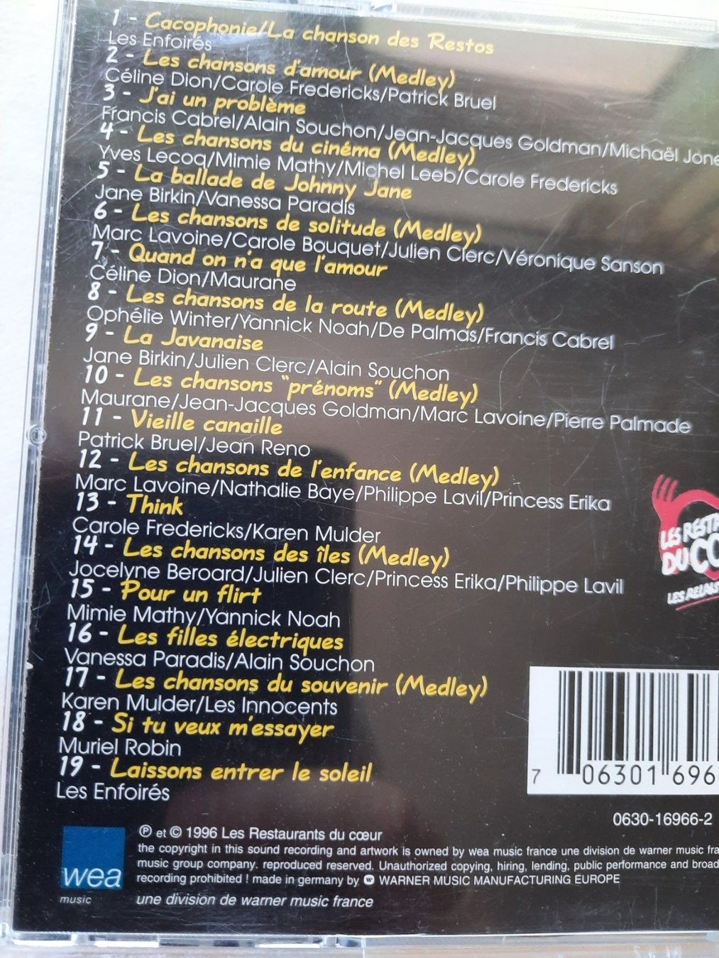 CDs: Cd La soirée des enfoirés 96 – D'occasion à Pully par bro_n52j 2