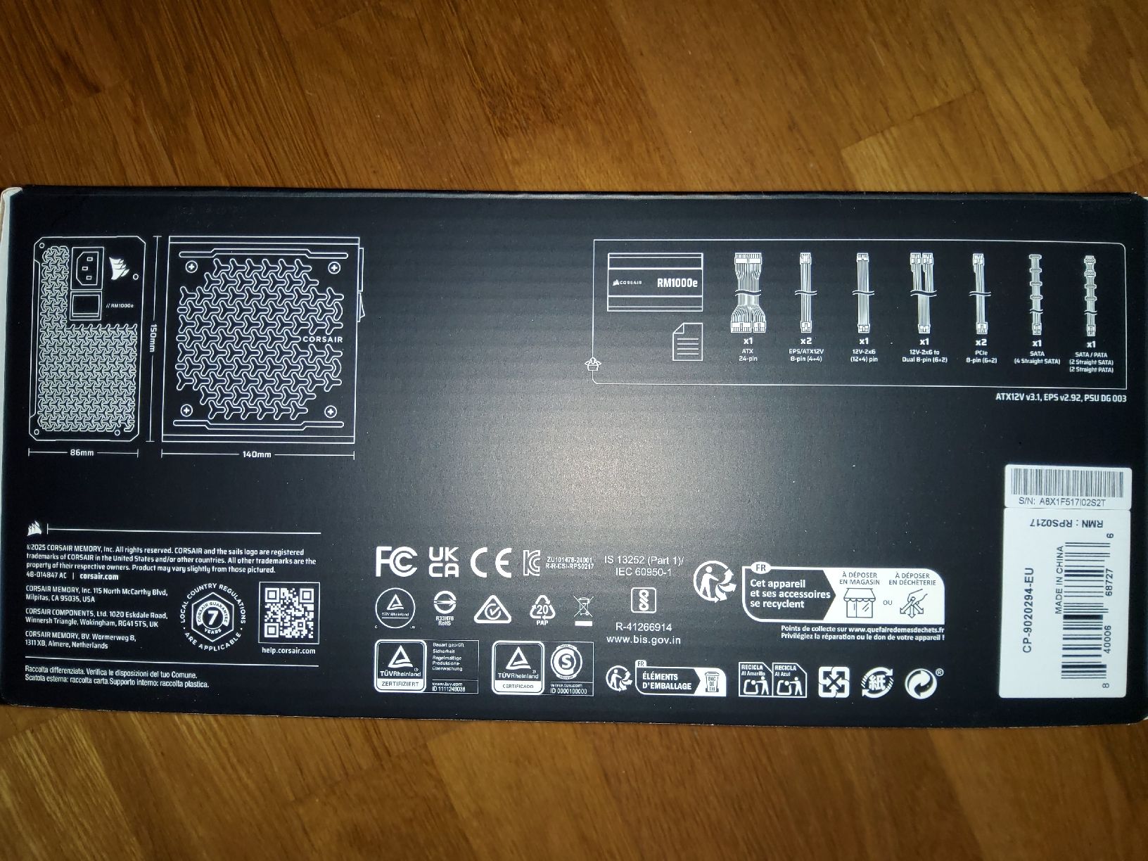 Corsair Componenti elettronici: Alimentation PC Corsair Rm1000e 80 plus gold – Nuovo (secondo la descrizione) da Rennaz venduto da Baaron84 2