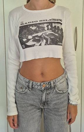 Longsleeve, weiss bedruckt, Gr. S (Einheitsgrösse)