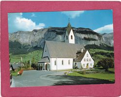 Flims Waldhaus Kath Kirche mit Flimserstein 1973