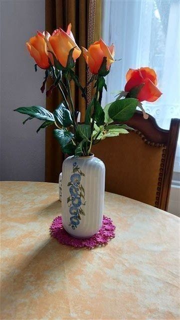 Vasen & Gefässe: Vase mit blauen Blumen, teilw.Handgemalt – Gebraucht aus Oberrohrdorf von Heinzwu 2