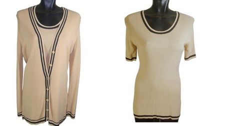 😊Twin-Set, beige-schwarz, Baumwolle, Gr. M/L