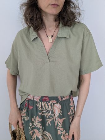 UP2 FASHION Bluse Khaki Gr. L  Sommer Top!