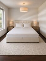 Bettgestell Polster beige gesteppt 200x200cm