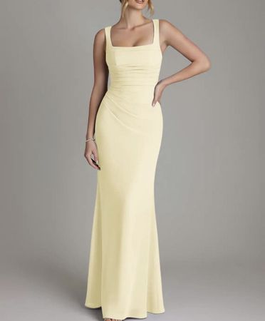 HELLGELBES MAXIKLEID MIT SCHNÜRUNG S