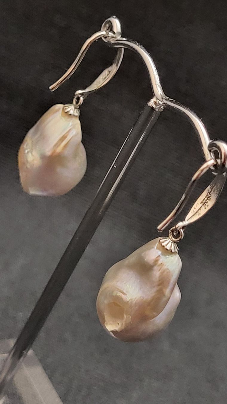 Boucles d'oreille: Silber-Ohrhänger mit Barockperlen – D'occasion à Basel par spinne02 5