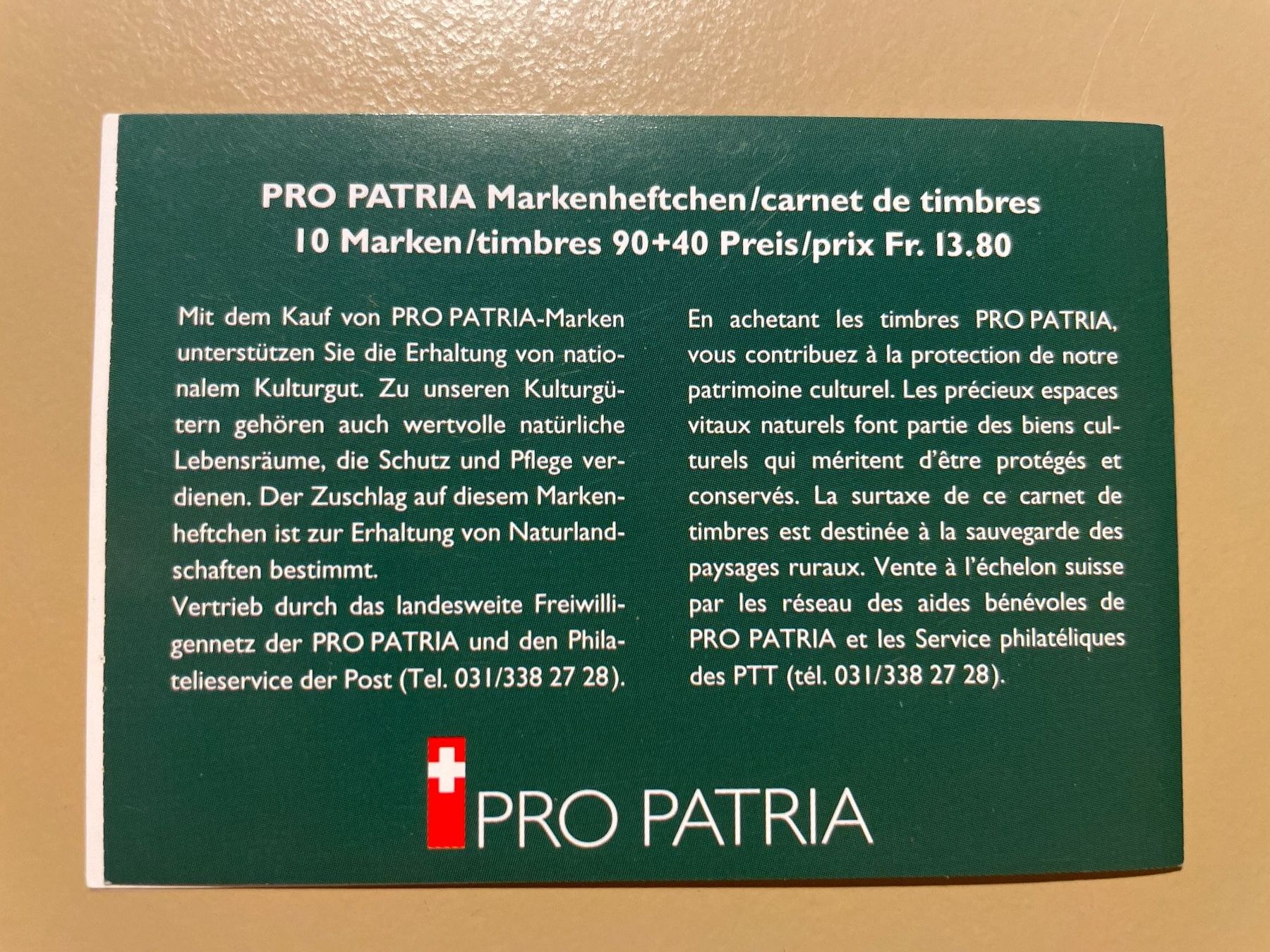 Tutti i francobolli: Pro Patria 1997 Briefmarkenheft 1.Tag – Usato da Zürich venduto da R4853f 1