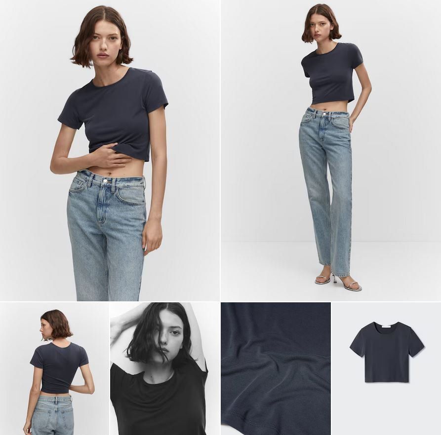 Mango T-shirt: MANGO cropped Shirt schwarzblau Grösse L – Usato da Neunkirch venduto da Ursi7 1