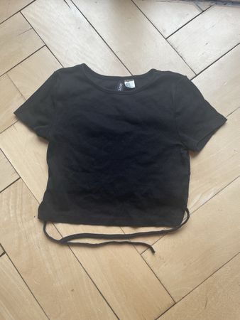 Schwarzes H&M Top mit Bindedetail, Grösse XS wie neu