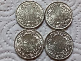 4 x 2 Fr.   1957  -  1967   Silber Schweiz