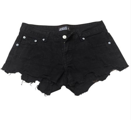 Schwarze Jeans Shorts / Hotpant im Destroyed Look