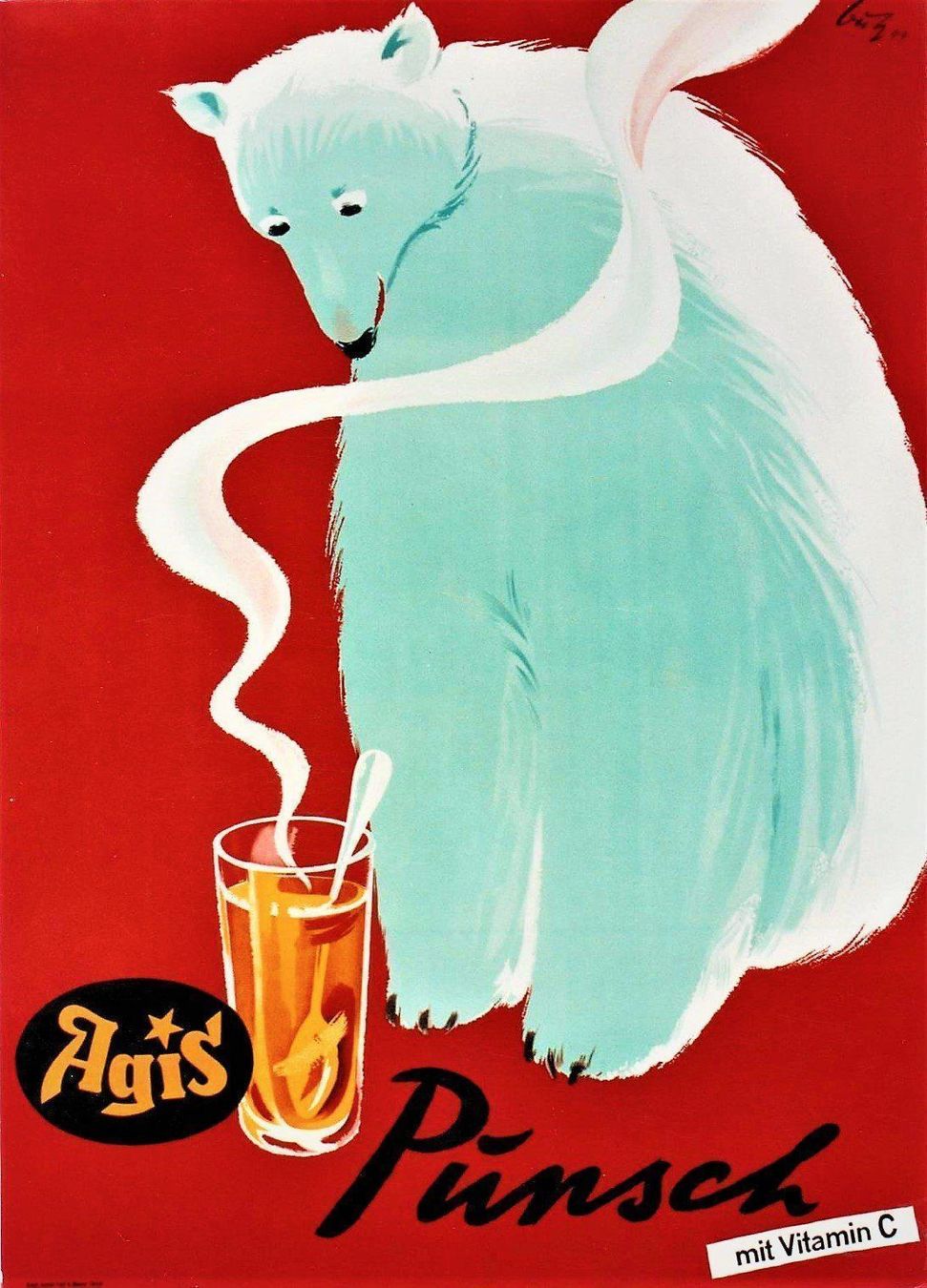 Foto & Immagini: AGIS HOT PUNSCH EISBAER 1949 - Original Plakat – Usato da Blonay venduto da postercollection