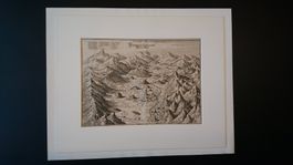 "Ursprung des Rheins" ORIGINAL von 1642. MATTHÄUS MERIAN d.Ä