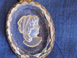 Antiker Intaglio Glas Anhänger in Silber gefasst, Cameo