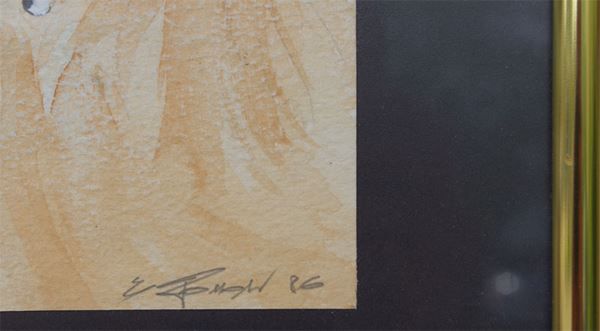 Gemälde: signiertes gerahmtes Aquarell Pferde – Gebraucht aus Meggen von Trouvaillen 3