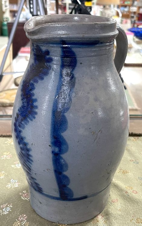 Alte Steingut Karaffe / blau grau H 26.5cm Kaufen auf Ricardo