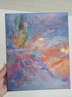 Acrylbild, Bunte Farben von Hand gemalt, 25x30cm
