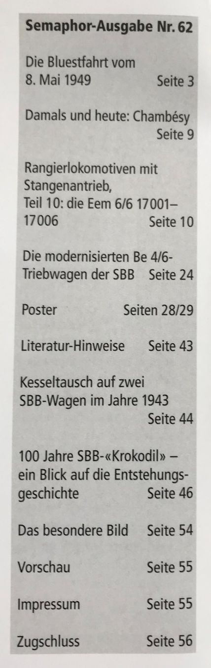 Riviste & Magazine: Semaphor Klassiker der Eisenbahn 62; Sommer 2019 – Usato da Köniz venduto da vasco013 1