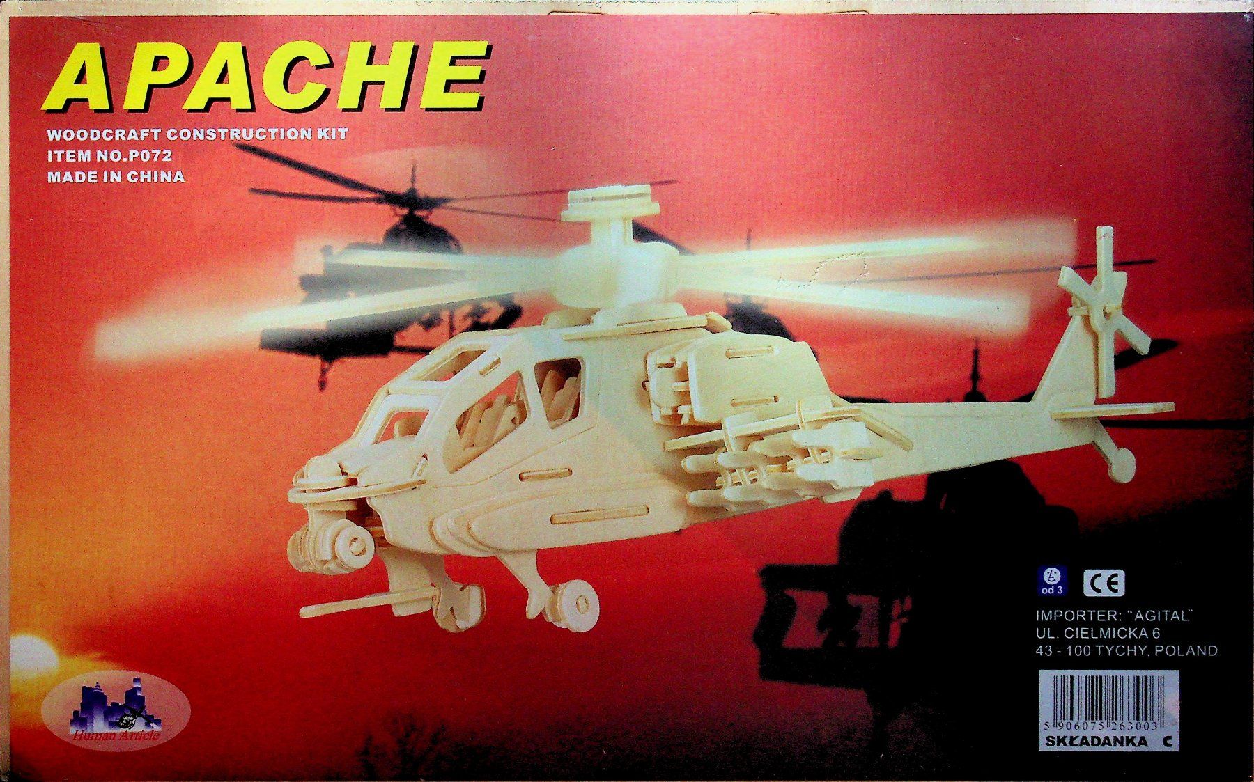 Modellbausätze & Standmodelle: Holz-Modell Helikopter Apache OVP – Neu und originalverpackt aus Reitnau von Zaomir