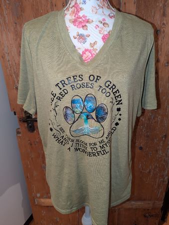Grünes T-Shirt mit Aufdruck, Grösse XL, Top