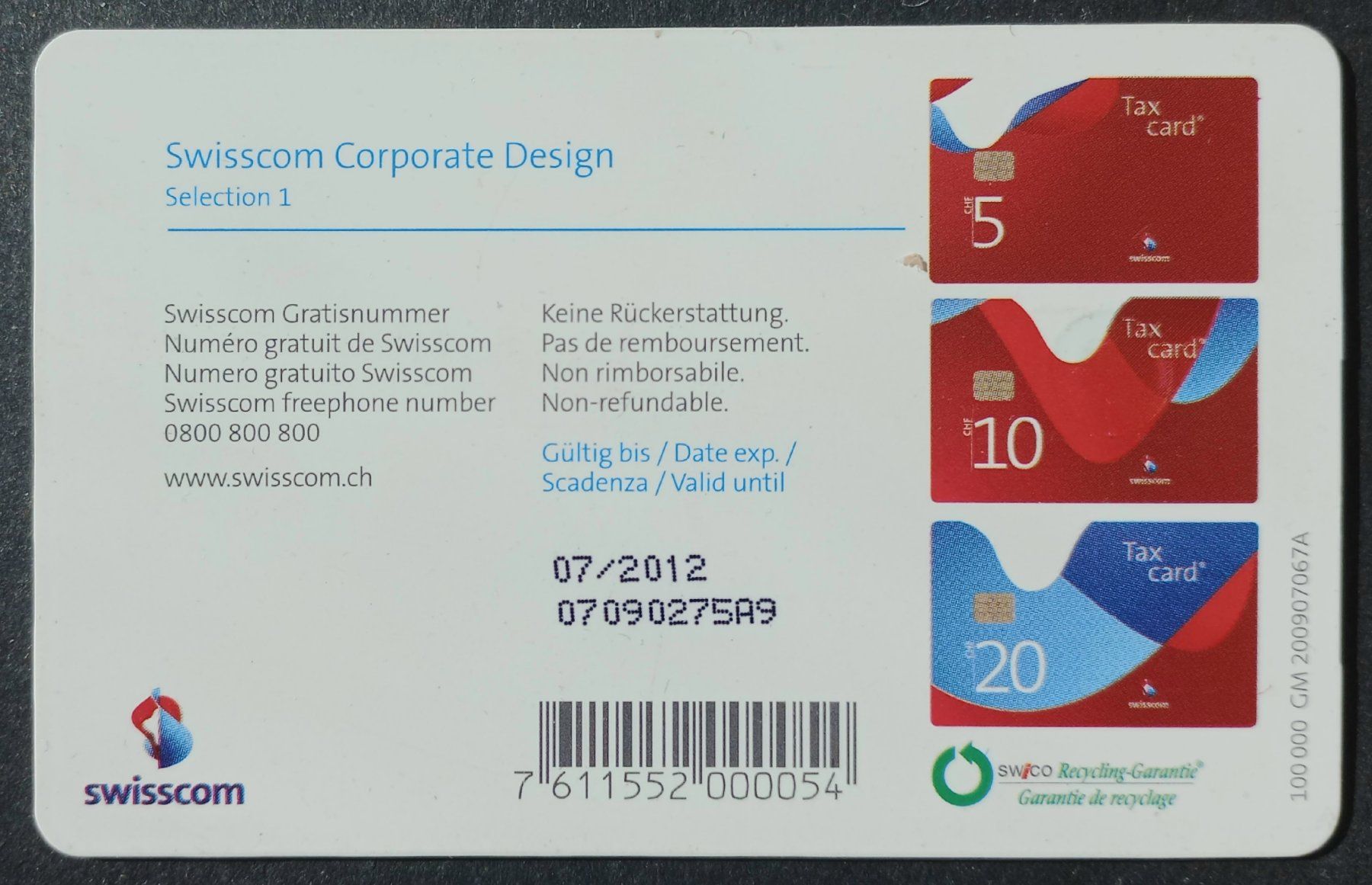Swisscom Schede telefoniche: Taxcard - Swisscom Corporate Design - CH – Usato da Niederuzwil venduto da lubimaja 1