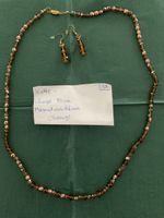 Kette 75cm lang mit Ohrringen, Magnetverschluss, Brauntöne