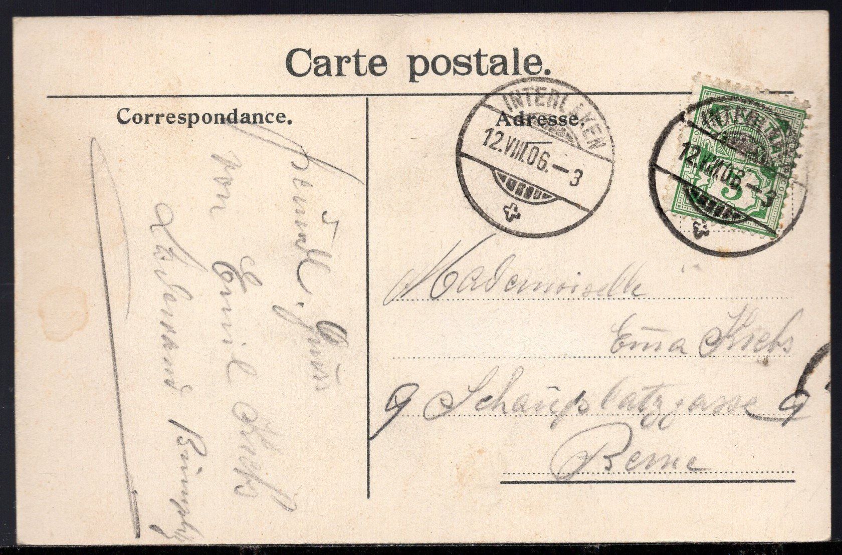 Cartoline postali: Wilderswyl,  1906 – Usato da Aarau venduto da kufi44 1