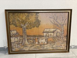 96 cm breitx 66.5 cm hoch Wandbild, Vintage Kunst